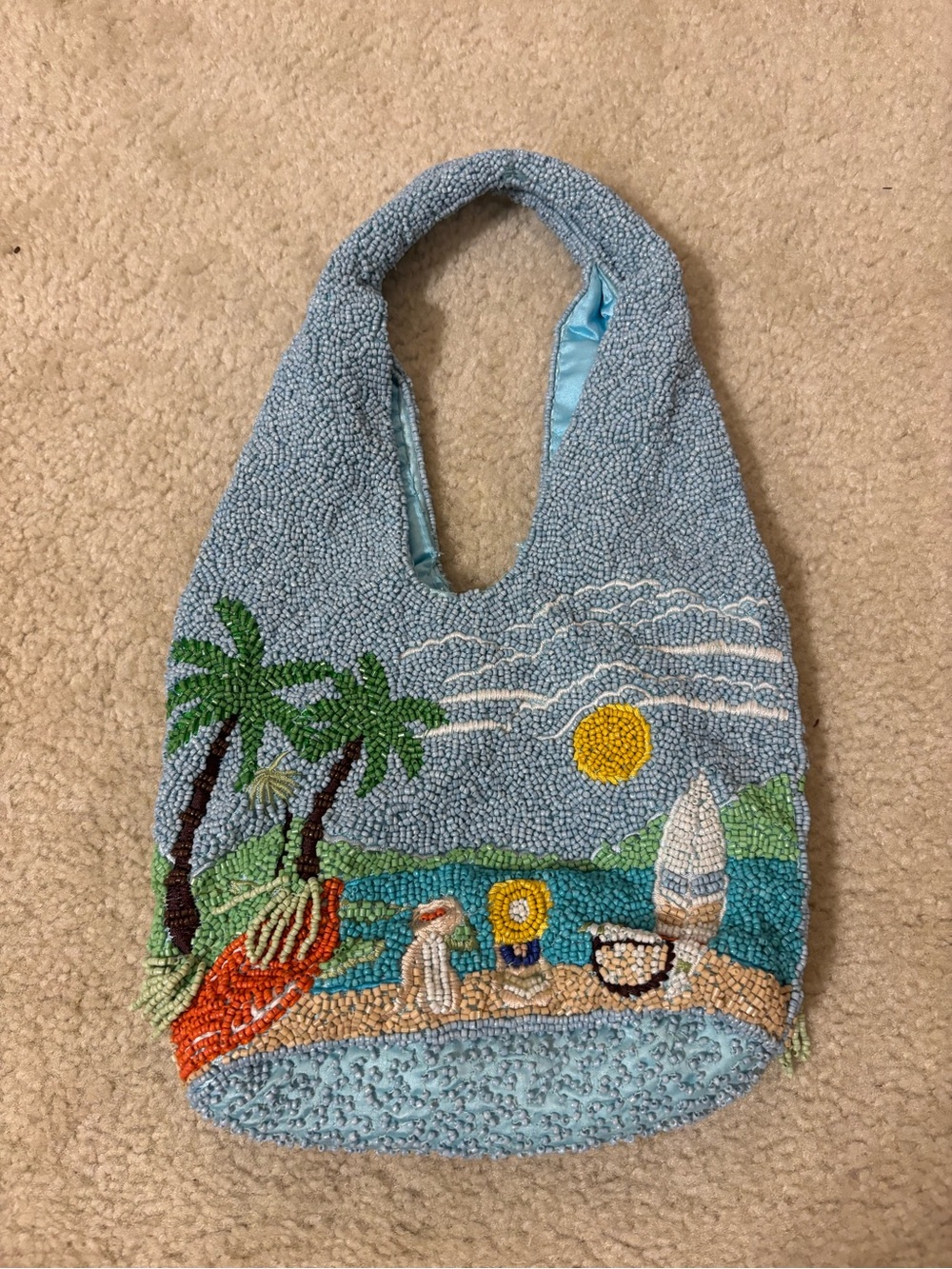 Marshall’s Blue Beaded Beach Scene Bag